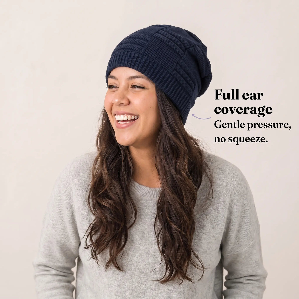 Hug Beanie - Navy - Full ear coverage